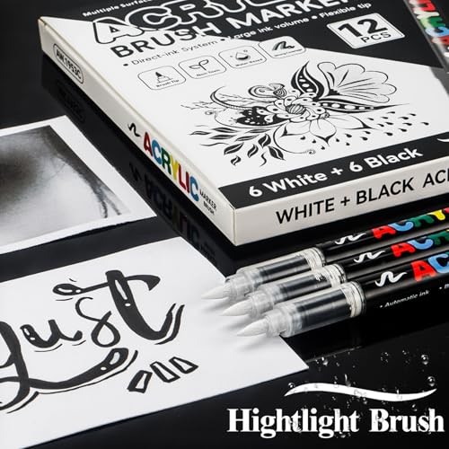 Paint Pen,12Pack Acrylic Paint Marker Ideal for Rock Black