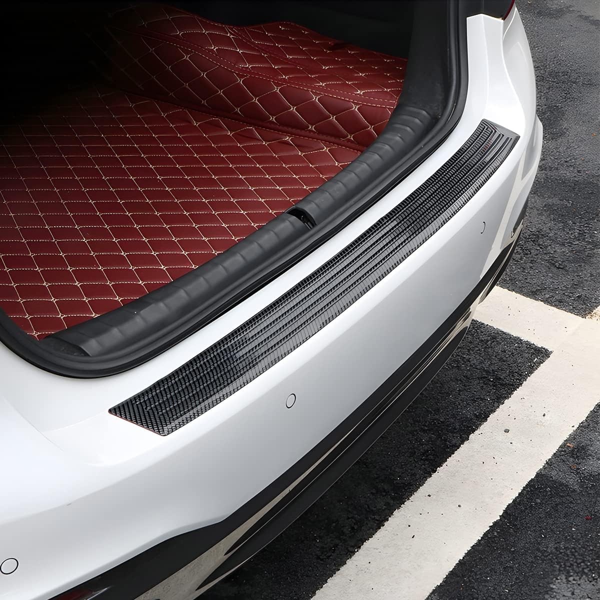 41" Carbon Fiber Car Bumper Protector Anti-Scratch Self-Adhesive Universal Strip