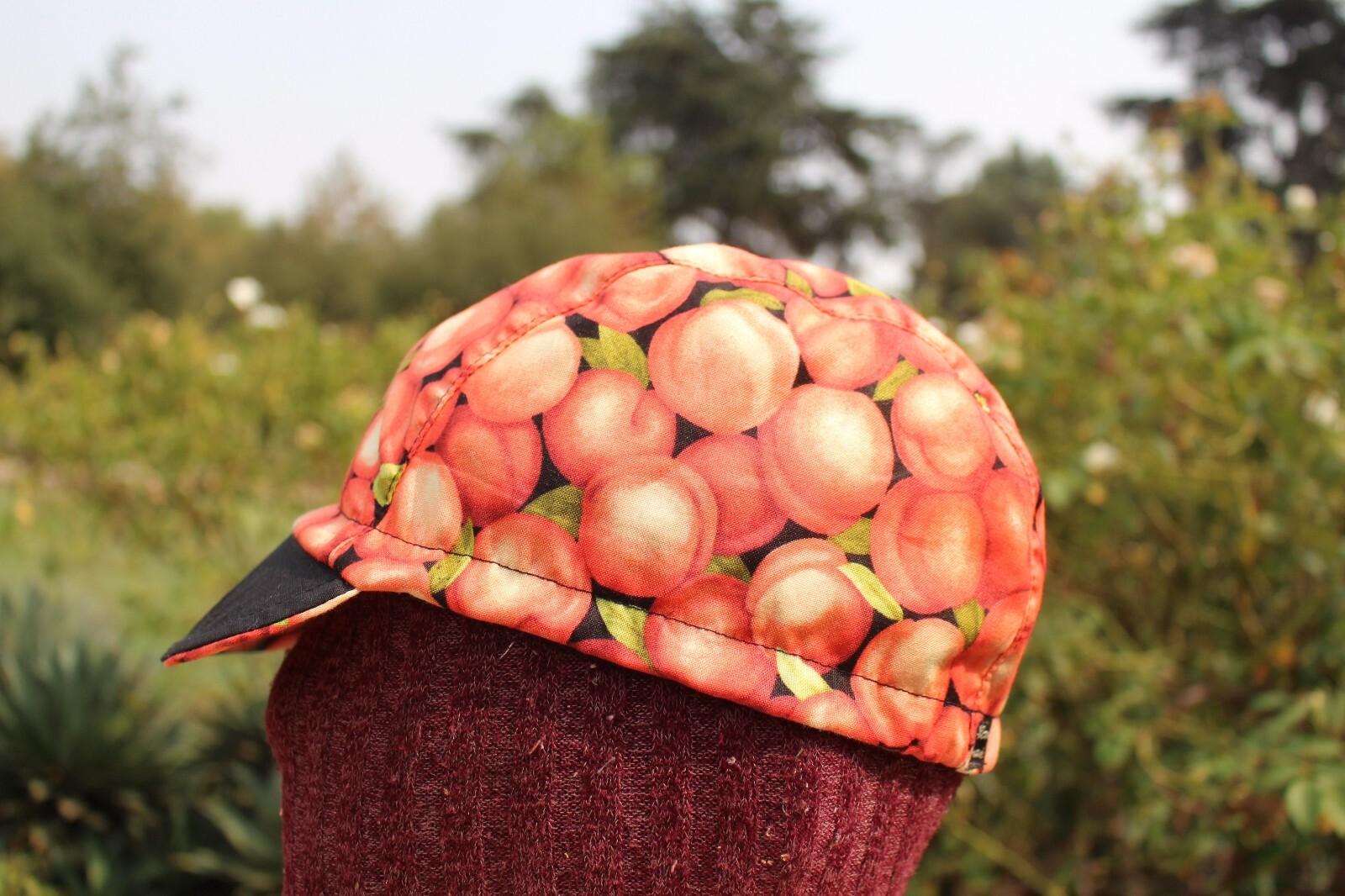CYCLING CAP Peaches  Handmade in USA L M S