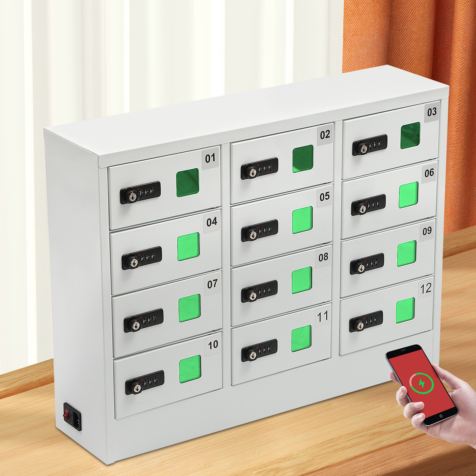 Cellphone Locker 12 Slots Charging Station Combination Lock For iPad Storage USA