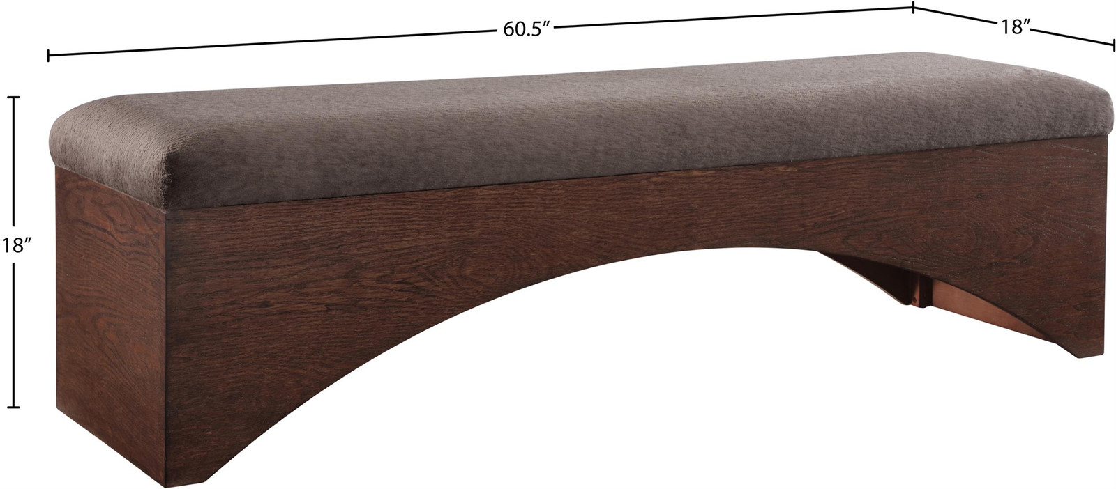 Meridian Furniture Lawson Brown Velour Fur Fabric Bench