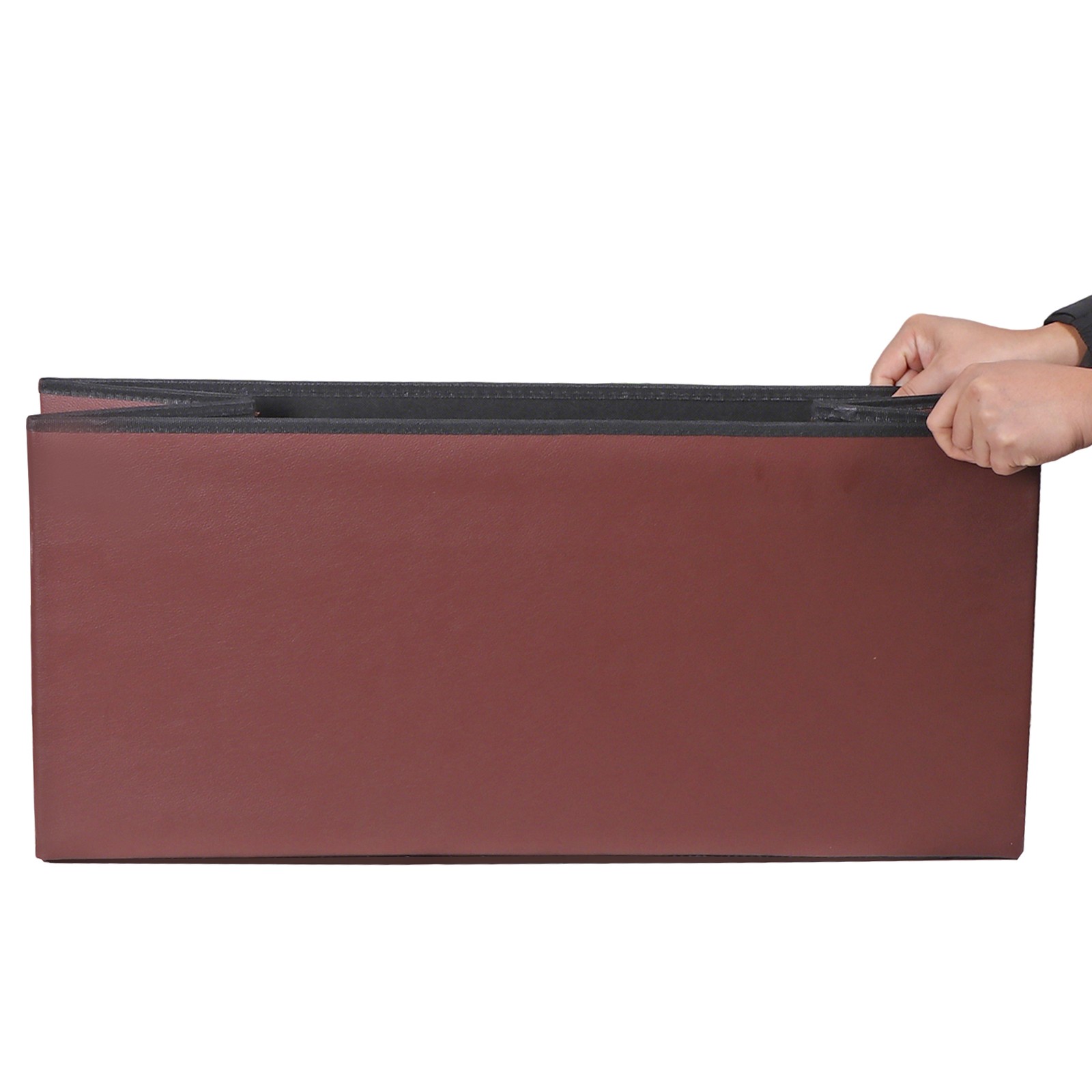 Brown Sturdy Ottomans Foot Bench Foldable Storage Footstools Spacious Organizer