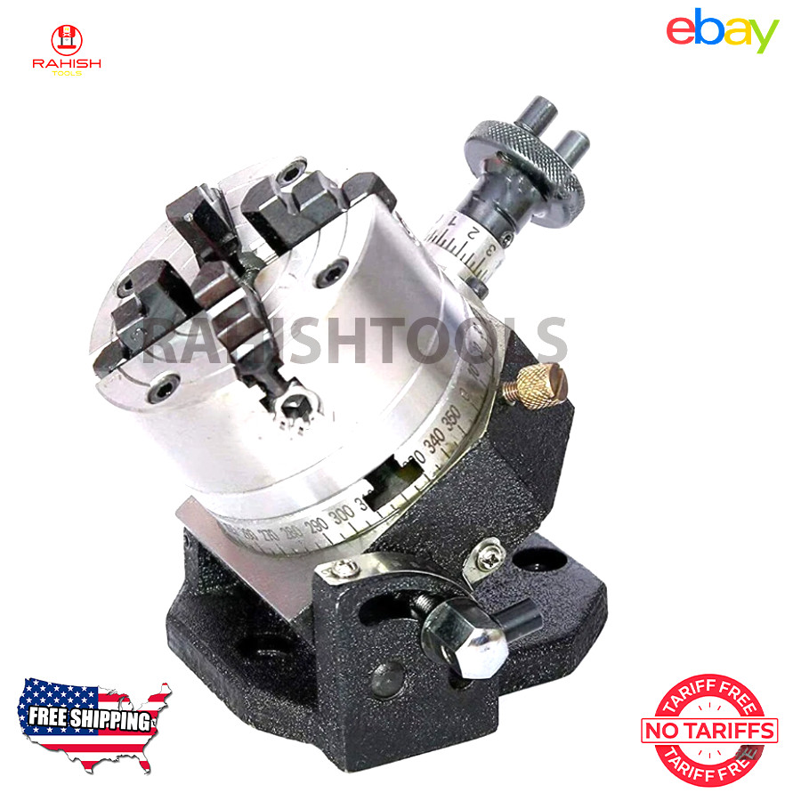 3" Inches/80 mm Tilting Rotary Table with 80 mm 4 Jaws Chuck Milling RAHISHTOOLS