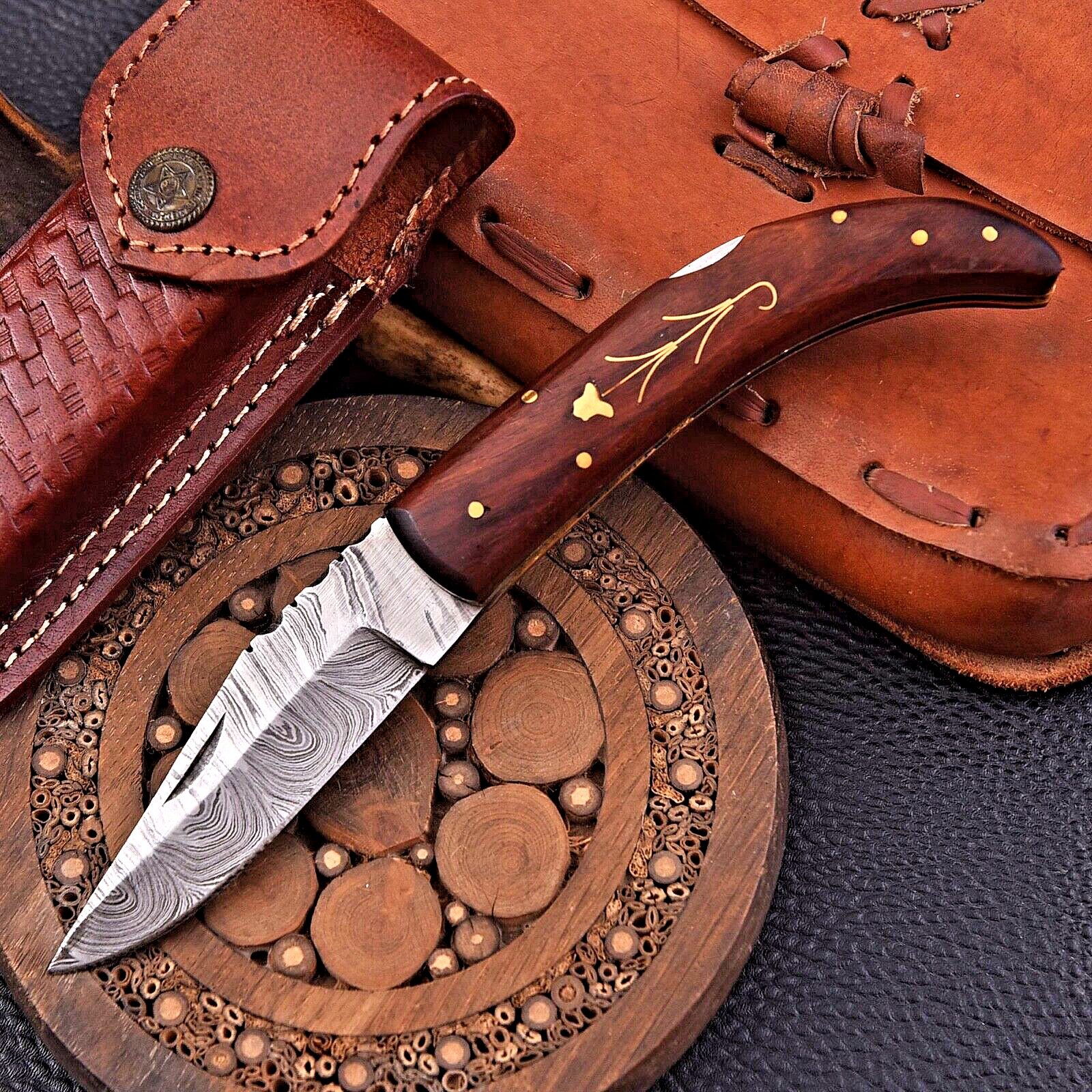 HandMade Damascus Pocket Knife Hand Forged Damascus Steel Folding Blade 2721