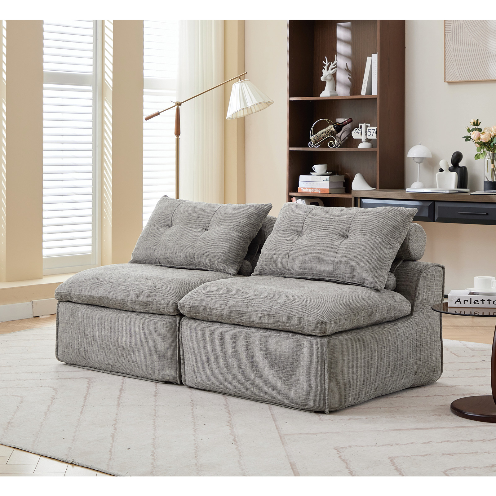 [NEW ARRIVED] [VIDEO PROVIDED]Modular Sofa,No Armrests,At will DIY, Chenille Fab
