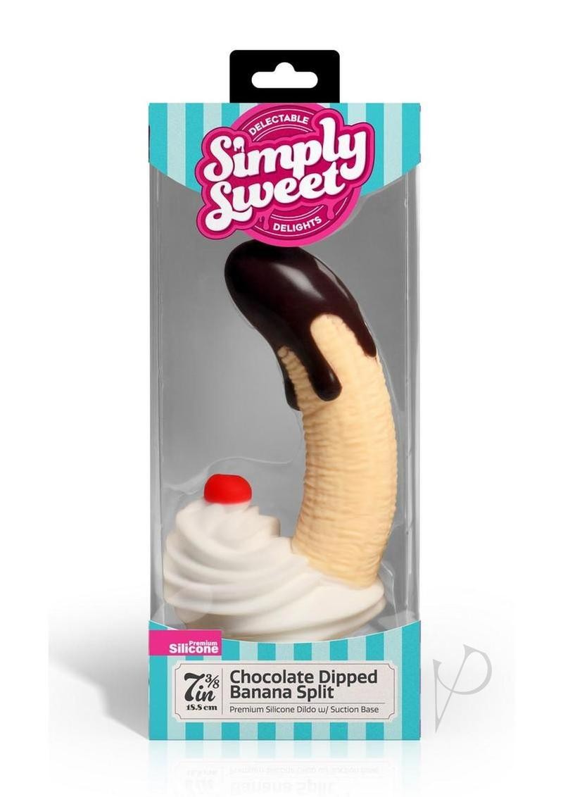 Simply Sweet Chocolate Dipped Banana Split Premium Silicone Dildo 7.4in Curved