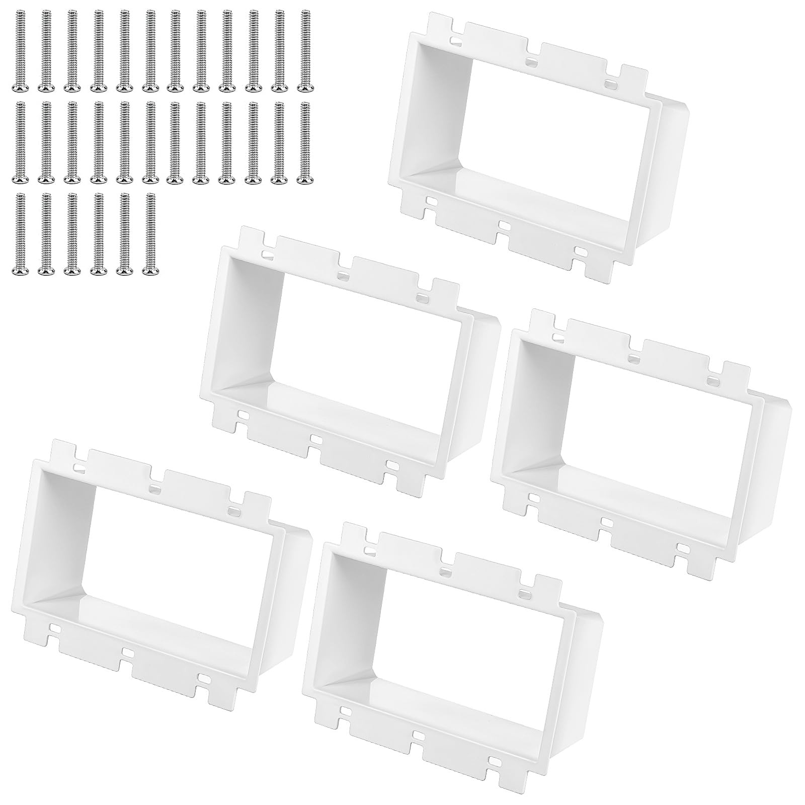 5 PCS BE33 3Gang Electrical Outlet Box Extender White With 30 Screws
