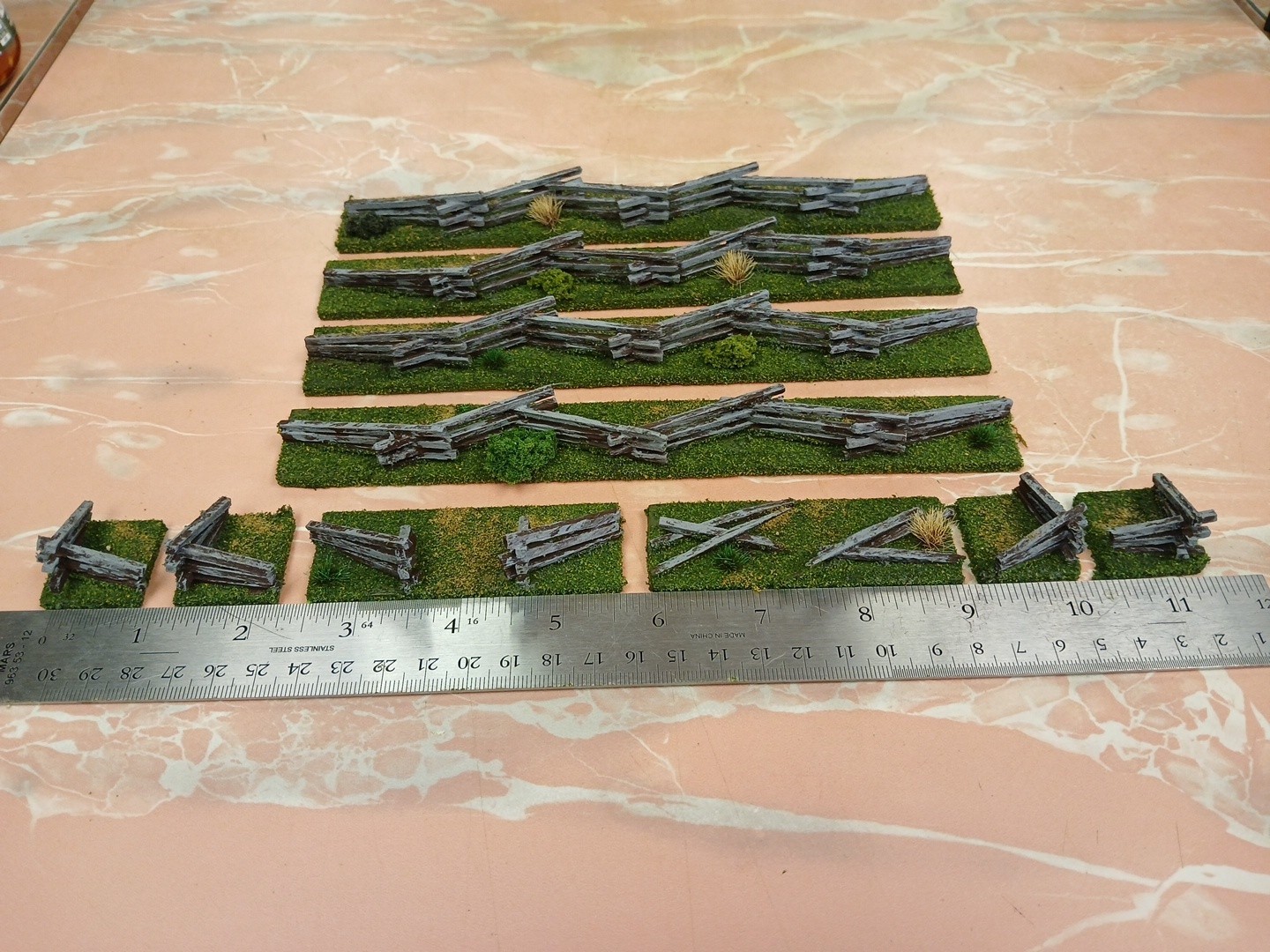 42" based Model Split Rail Zigzag Snake Fence wargaming scenery Terrain 25mm