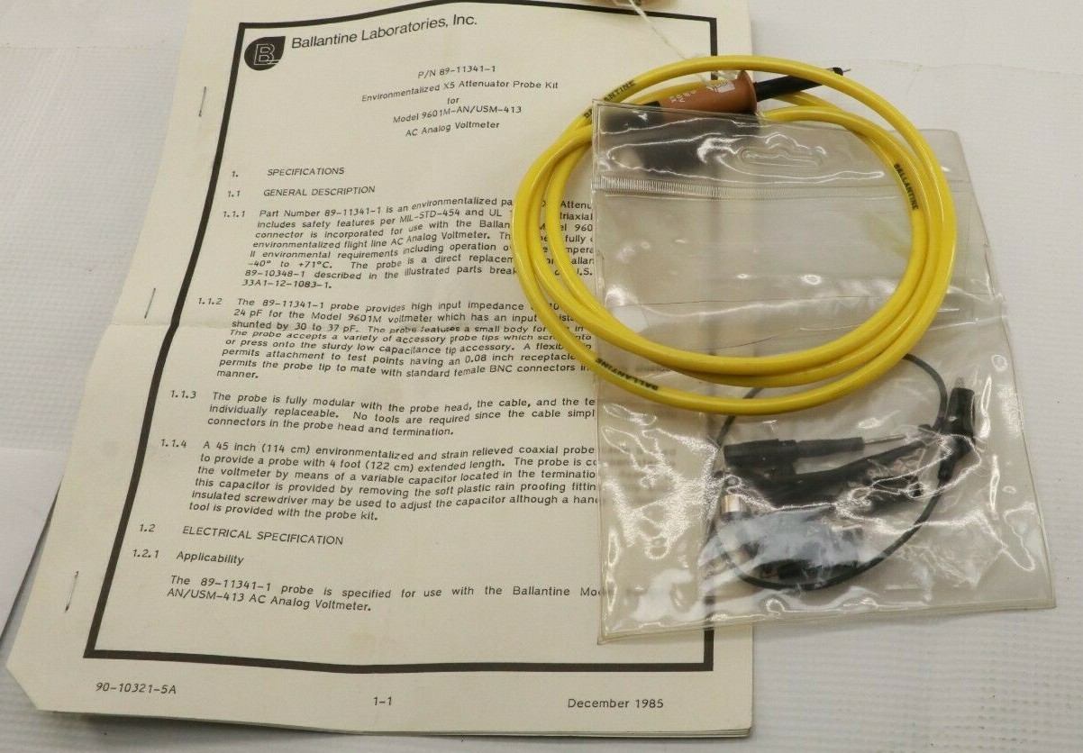 Ballantine Lab X5 Attenuator Probe Kit 89-11341-1 for 9601M-AN/USM-413 AC METER