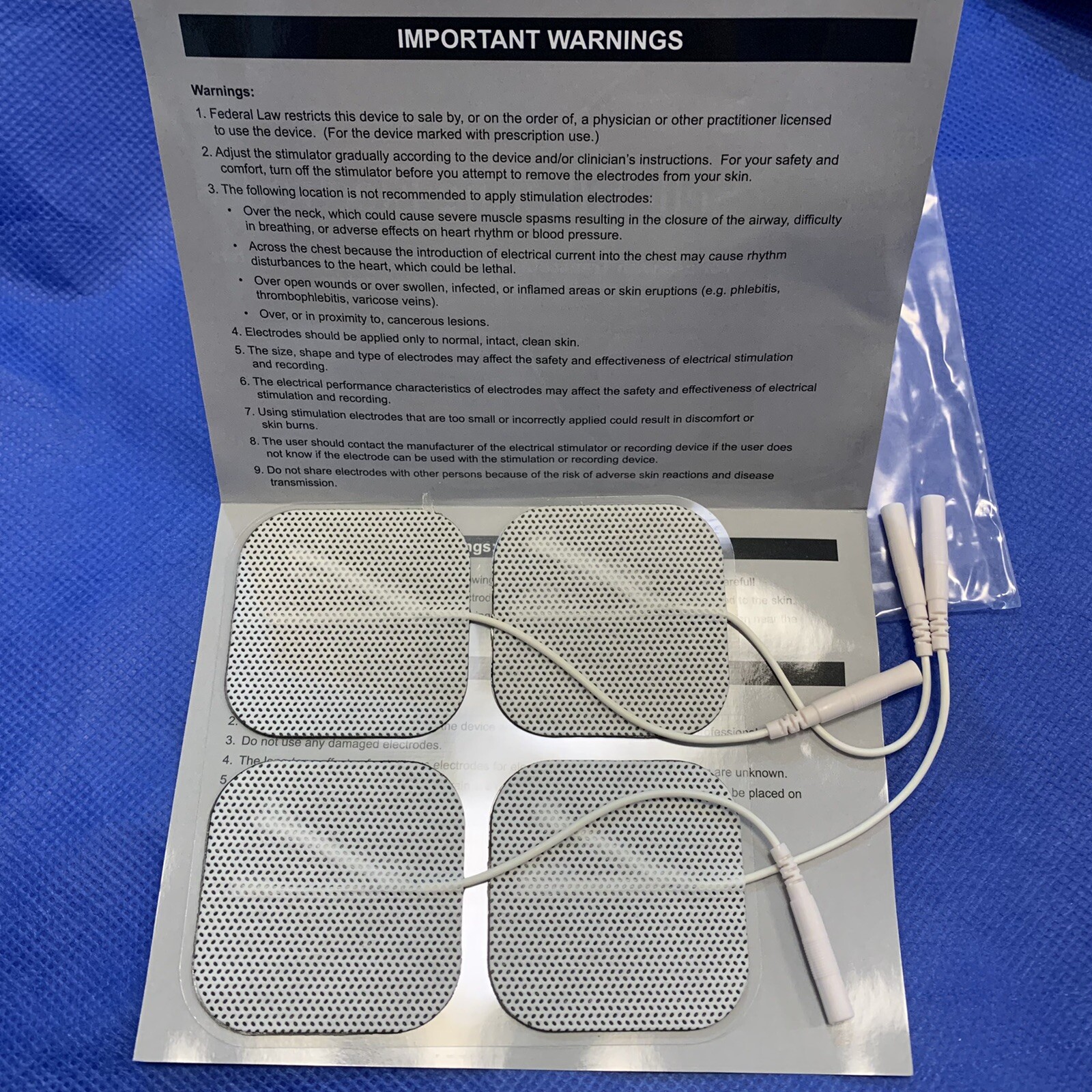 4 Replacement Pads for Massagers / Tens Units electrode pads2x2Inch White Cloth