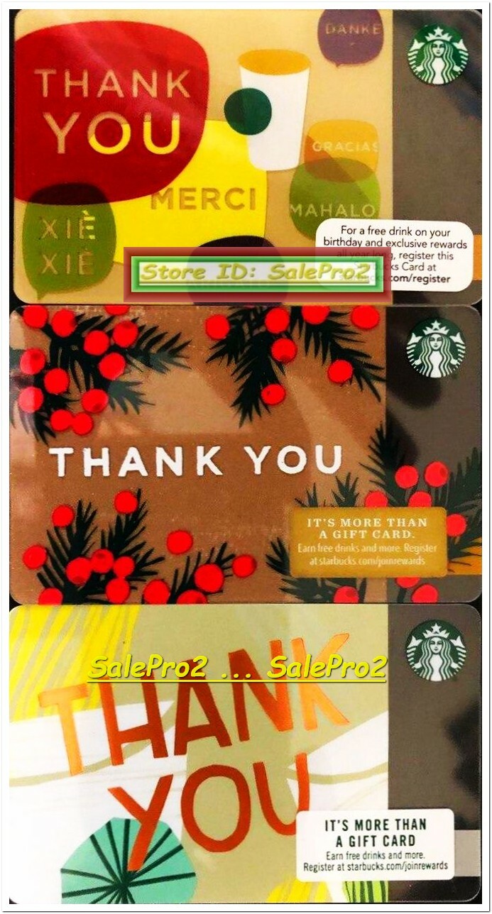 3x STARBUCKS 2010 2018 USA THANK YOU MERCI US RARE COLLECTIBLE GIFT CARD LOT