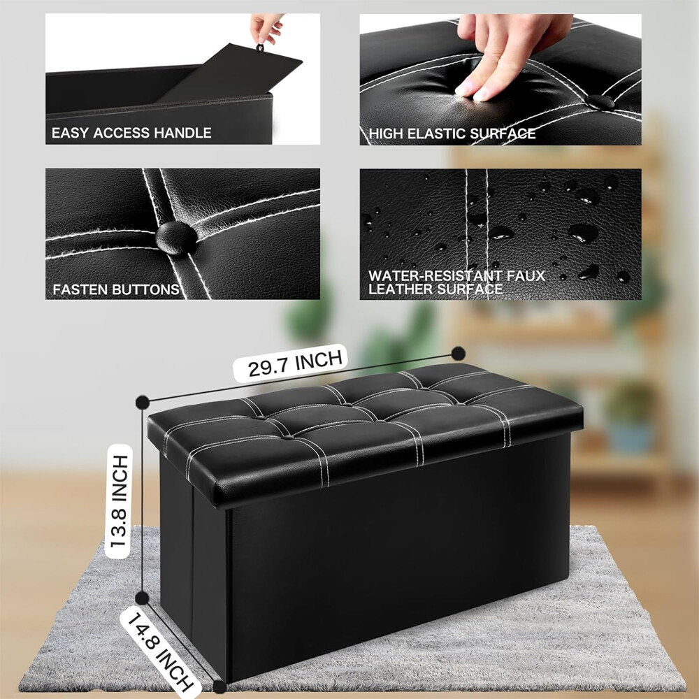 30" Storage Ottoman Bench Chest Folding Living Room & Bedroom Footrest Stools