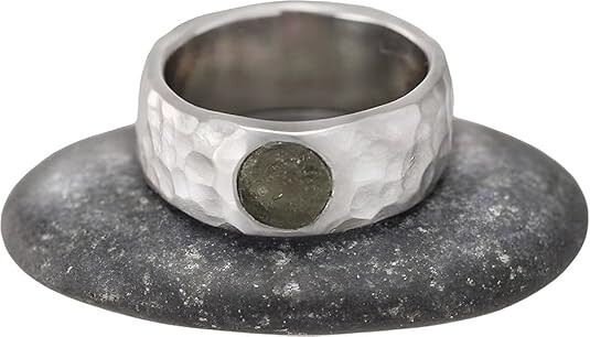 Natural Moldavite Mens Ring 925 Sterling Silver Ring Mens band Ring