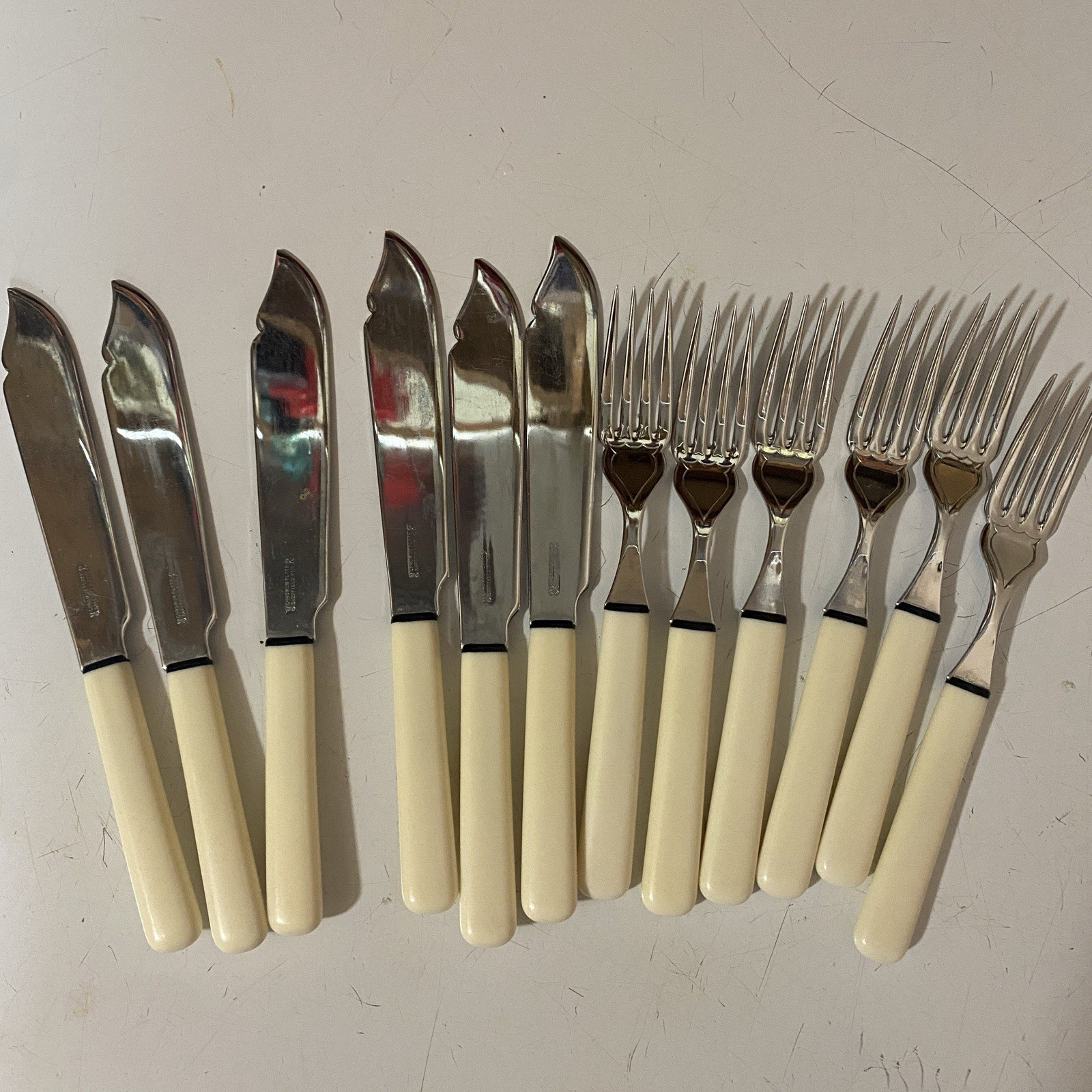 Fish Cutlery Fork & Knife Set Chromium Plated Service for 6 Sheffield England