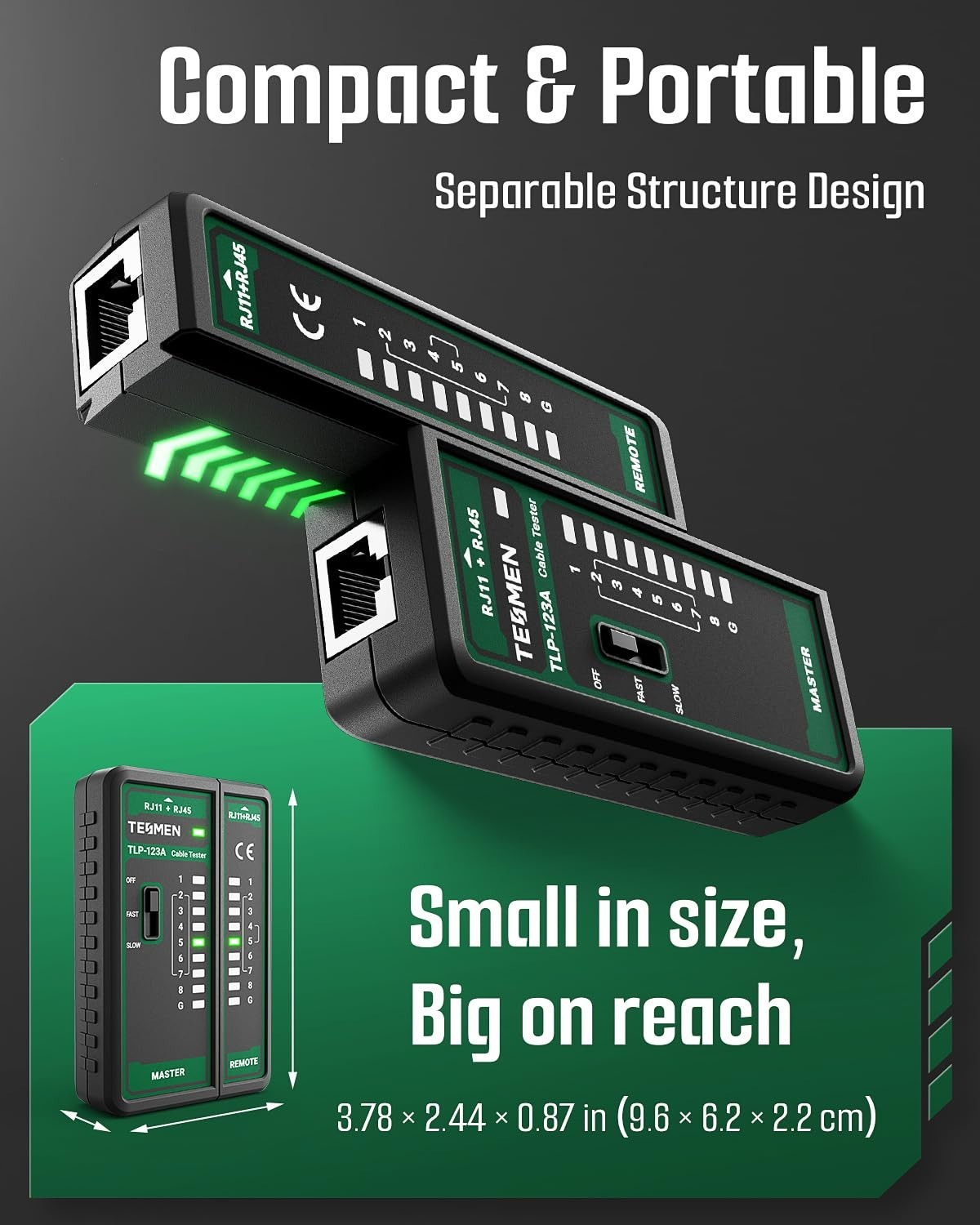 Detachable Network Cable Tester for Long Distance Testing - Easy Operation