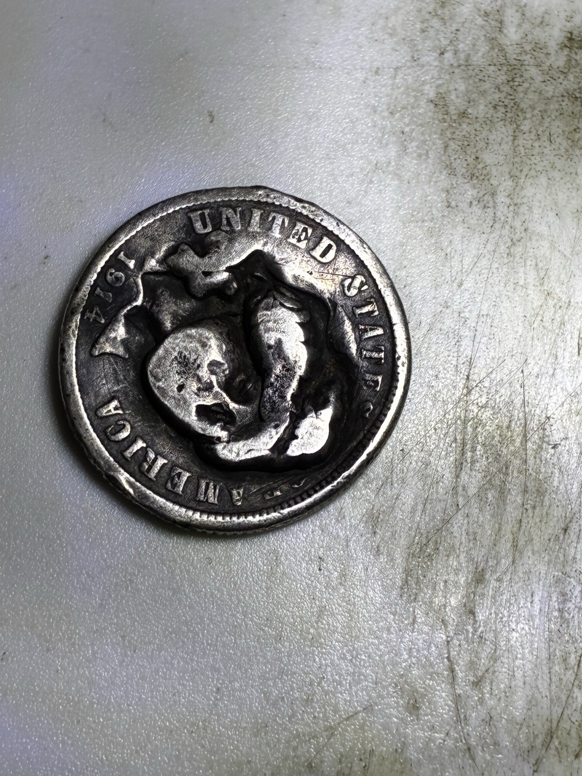 1914 Silver Dime EXTREMELY RARE MINT ERROR