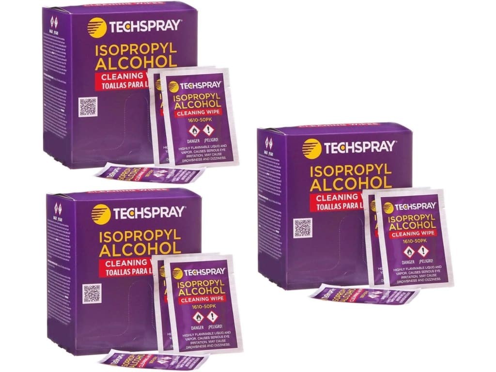 Techspray 1610-50PK Isopropyl Alcohol (IPA) 99.8% Pre-Saturated Wipes Pack of 3