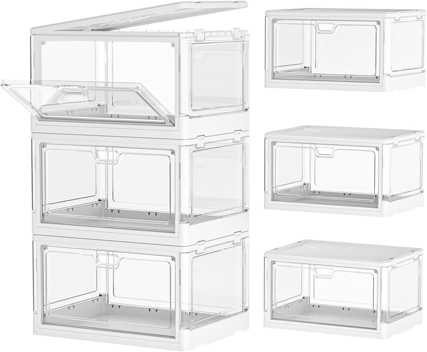 Clear Storage Bin with Lid 3 Pack 【Stackable & Sturdy】 Plastic Multifunctiona...
