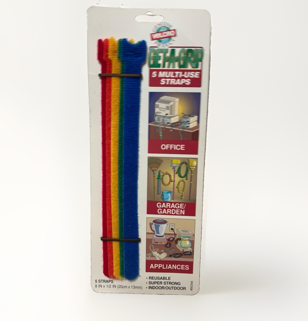 Get A Grip 5 Multi Use Bright Color 8"X1/2" Straps Indoor Outdoor USA VTG