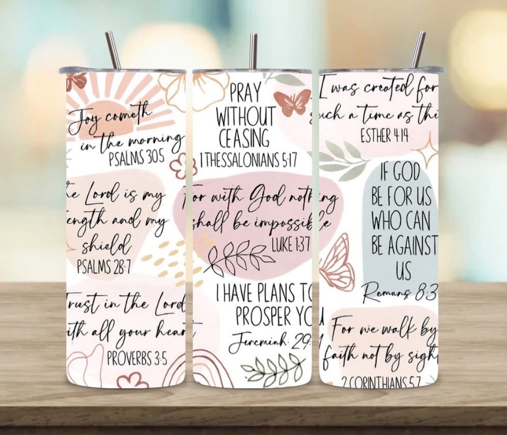 Christian themed 20 oz tumbler