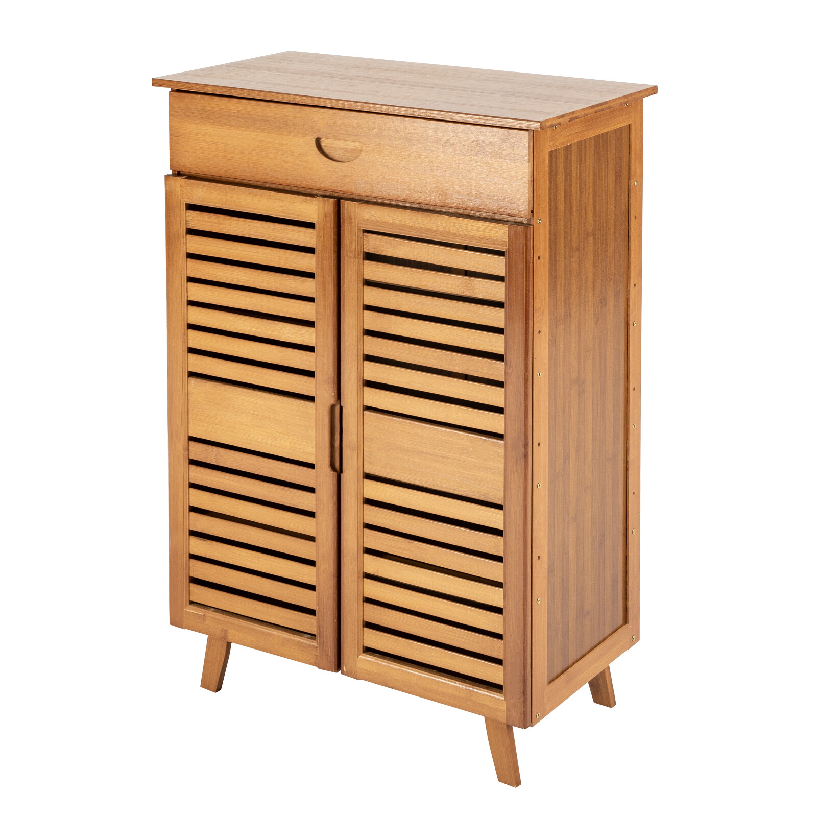 4-Tiers Bamboo Shoe Cabinet Entryway Hallway Rectangular Shoe Storage Cabinet