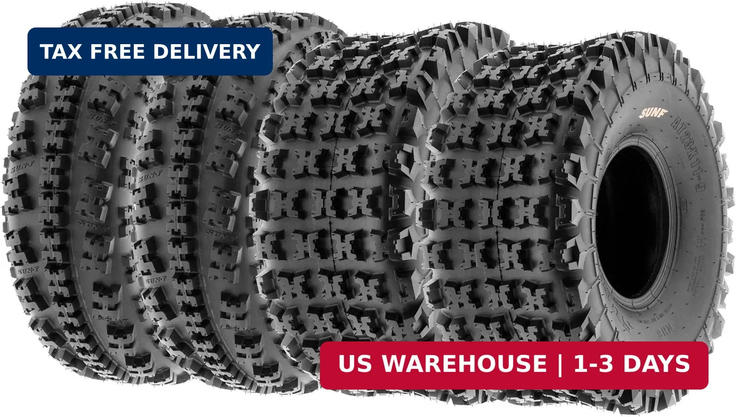 SunF 21x7-10 Front & 20x10-9 Rear ATV UTV Knobby Sport Tires,6 PR Tubeless A027,