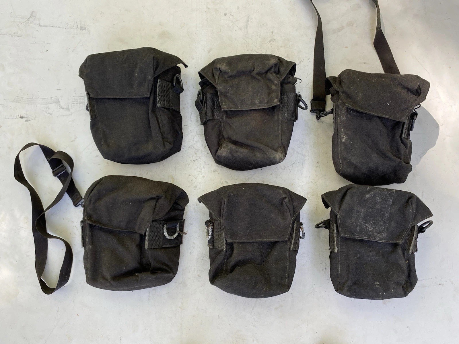 USGI Old Gen Lot Of 6 Black Heavy Nylon Padded NVG Optics Canteen Mag Dump Pouch