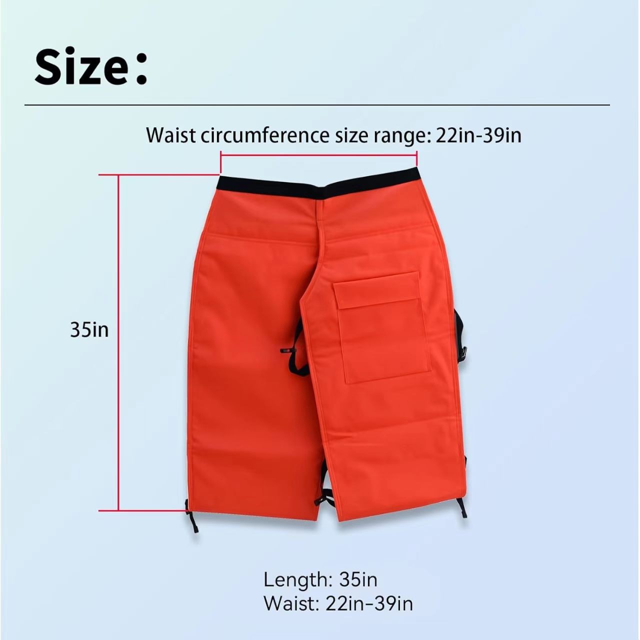 0000-886-3905 Chain Saw Protective Chaps-Orange Fits Men Waist 22-39" Adjustable