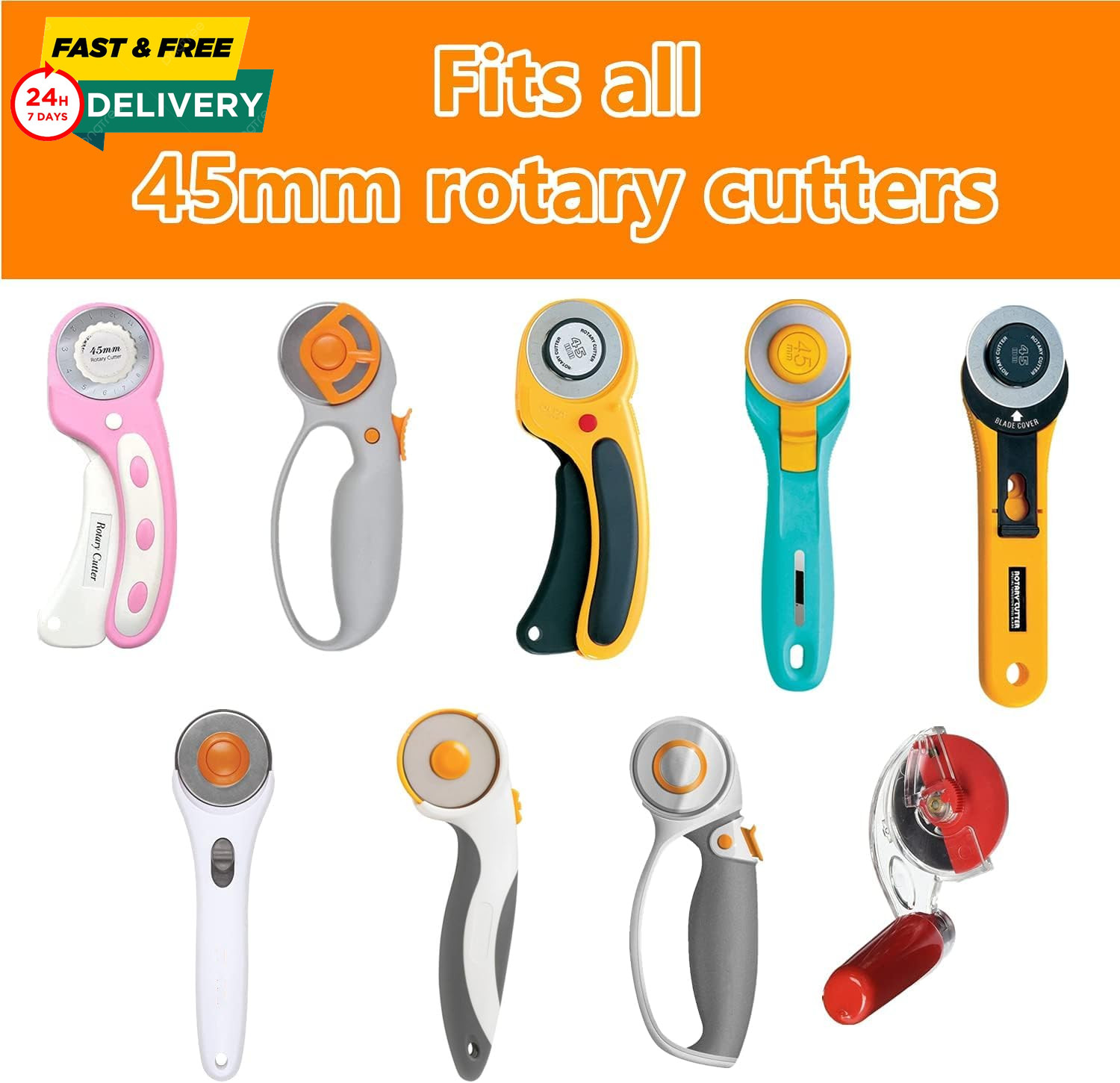 Titanium Coated 45Mm Rotary Cutter Blades 15 Pack Compatible with Olfa