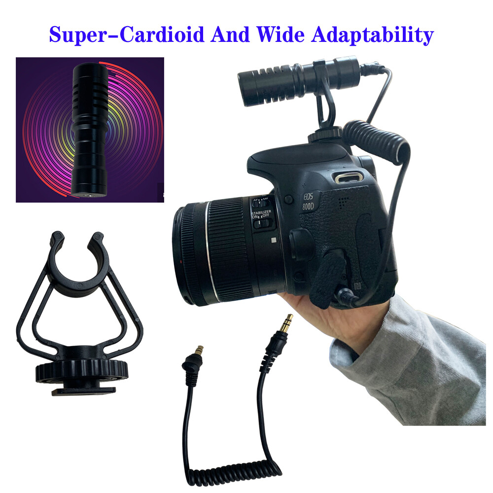 Universal Video Microphone Condensor For Nikon Canon DSLR Camera Android Mic US