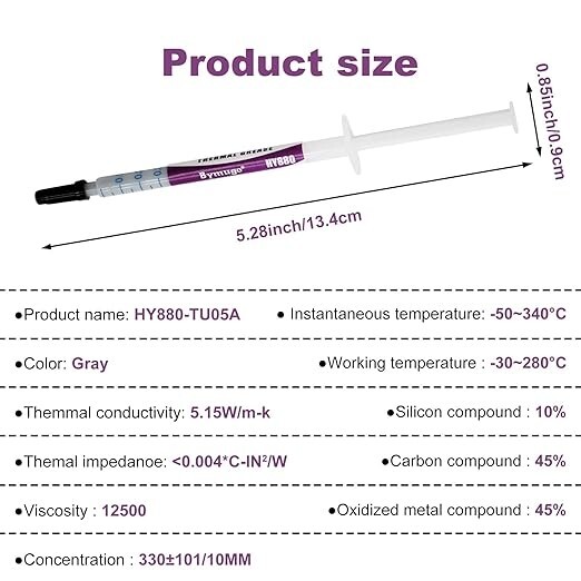 HY880 1 G, Thermal Paste Kit-5.15 W/m-k High Performance Thermal Comp