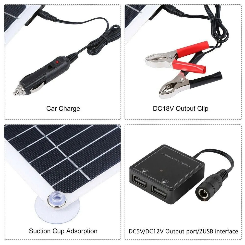 200W Solar Panel Kit Battery Charger&100A Controller For Car Van Caravan Boat US