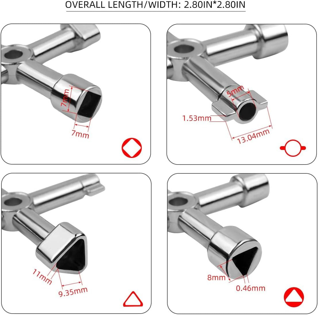 2 Pack 4-Way Sillcock Key Wrench Multifunctional Water Utility Key for Water New