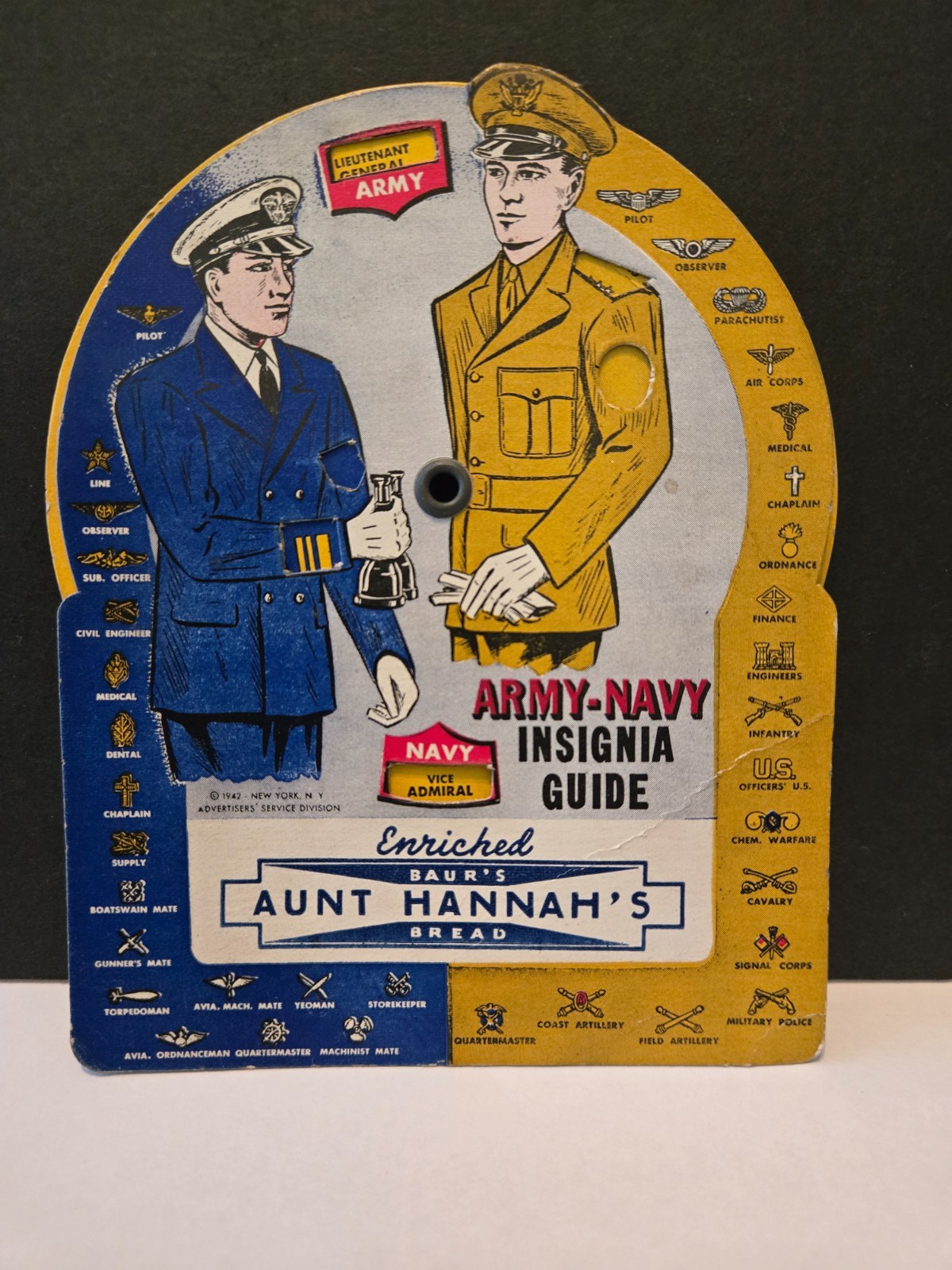 Vintage WWII Army-Navy Insignia Guide Die-Cut Mechanical- Perfect Condition!
