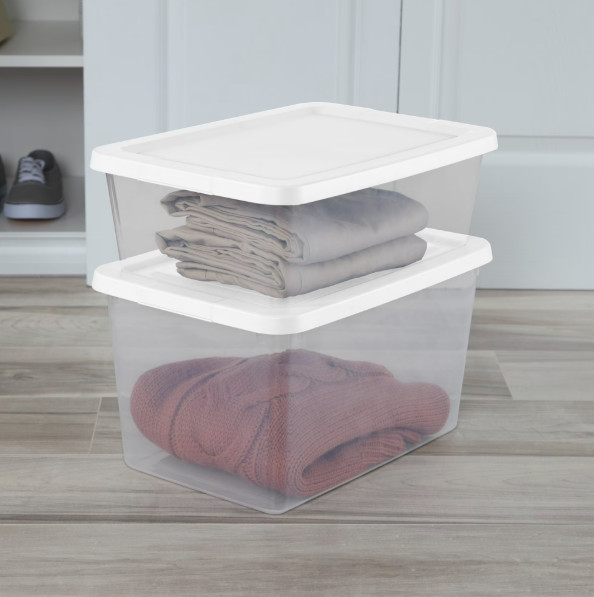Sterilite 20 Quart Small Storage Bin Plastic Container with Snap On Lid 2pk