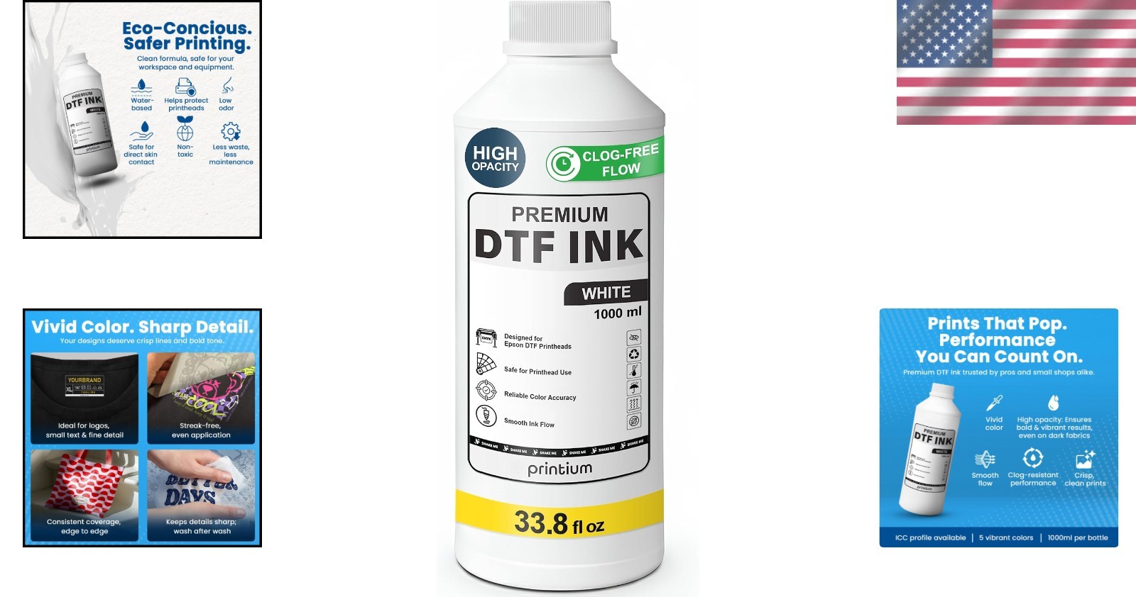 White DTF Ink 1000ml | Compatible with Various Printheads