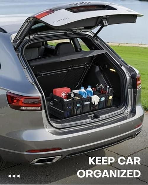 Tactical Car Trunk Organizer - Foldable Trunk Organizer for SUV XX-Large Black
