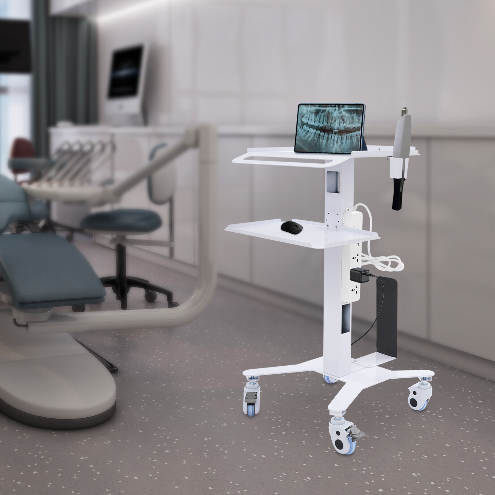 Adjustable Rolling Computer Cart, Mobile Standing Workstation, Mobile Cart