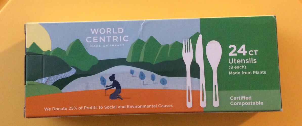 New in Damaged Box 24 piece set Compostable Forks Spoons Knifes World Centric