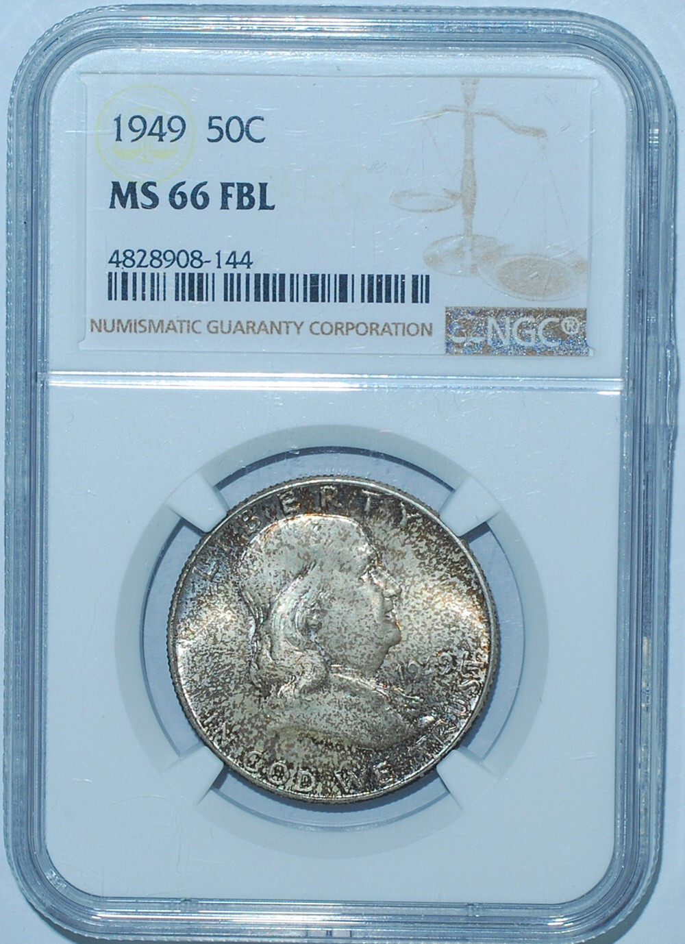 1949 NGC MS66FBL Full Bell Lines Franklin Half Dollar