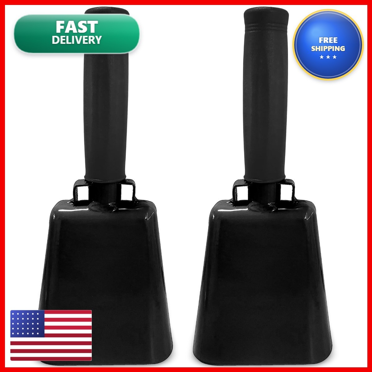 Deke Home 2 Pack 7 Inch Steel Cowbell with Handle