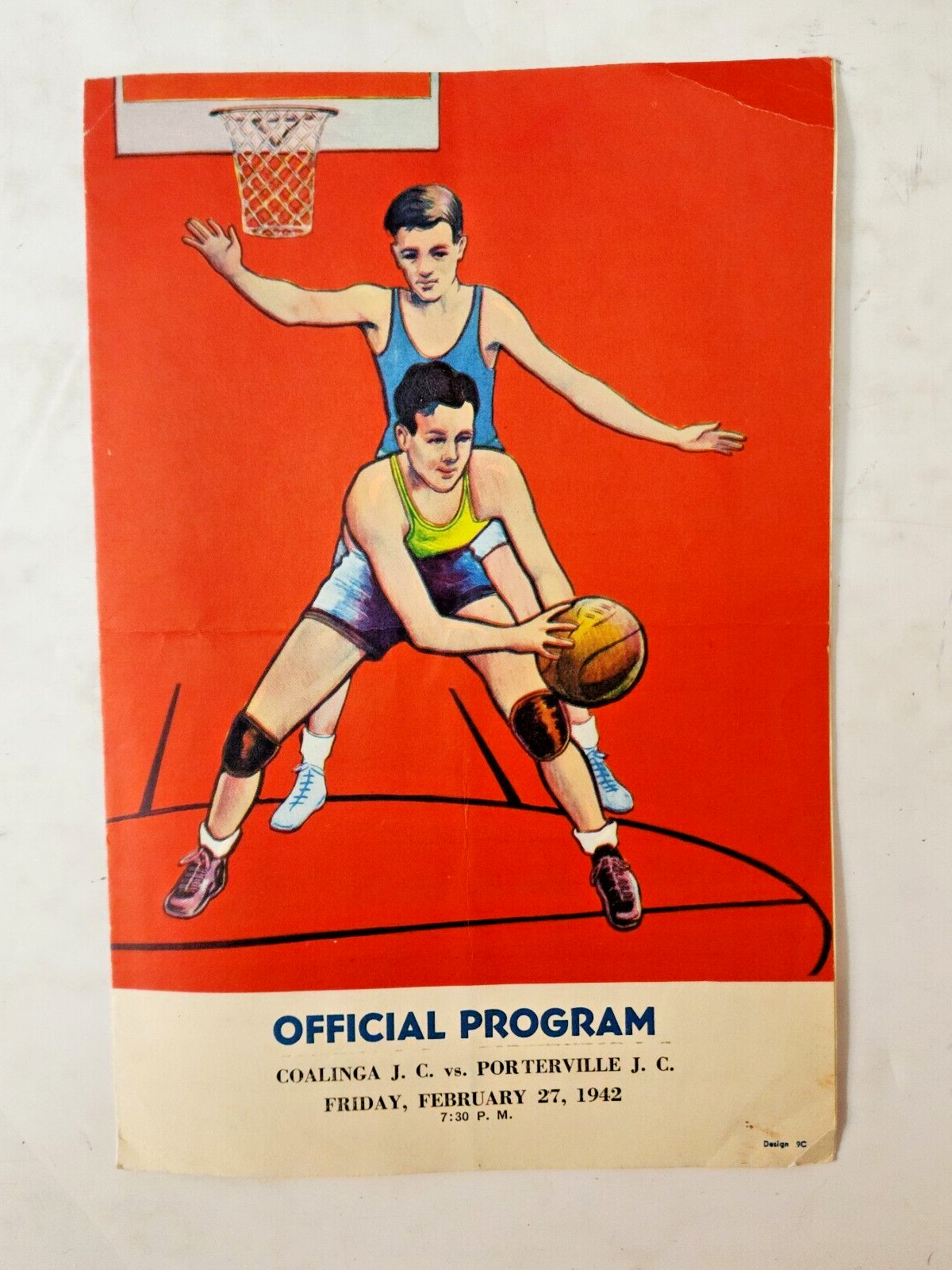 1942 College Basketball Program - Coalinga JC vs Porterville JC - California