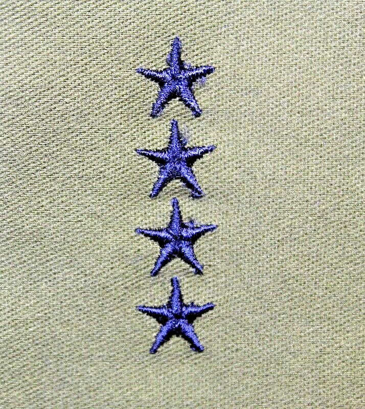 US Air Force USAF Small General Olive Drab Fatigue Rank Insignia Patch Pair