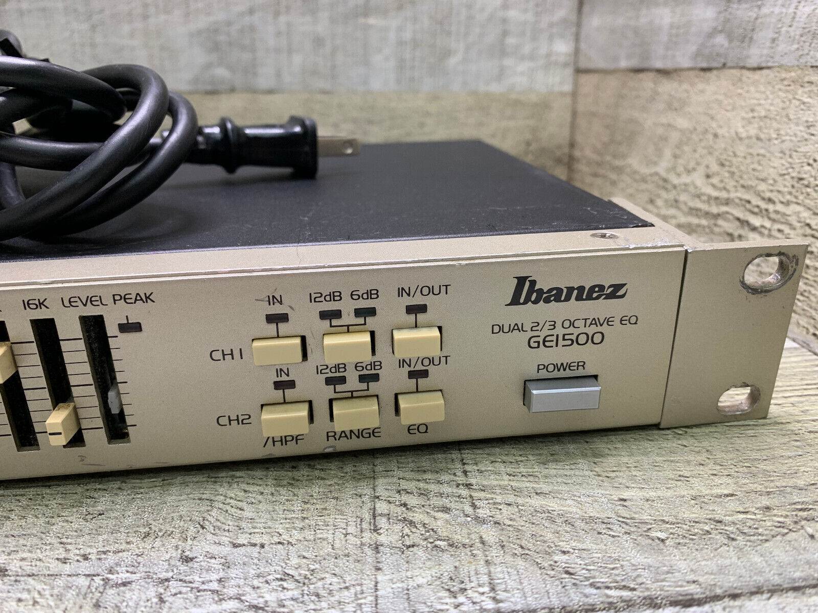 IBANEZ GE1500 VINTAGE RACK MOUNT 2 CHANNEL GRAPHIC EQUALIZER MISSING 2 SLIDERS
