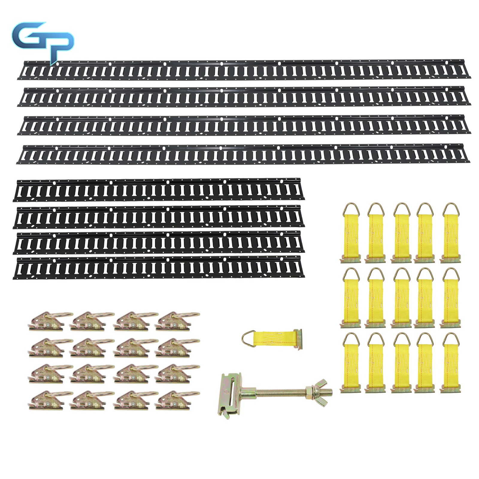 4× 5' & 4× 8’ E Rails 16× O-Rings 16× D-Ring 1× Backup Tire Bracket Steel