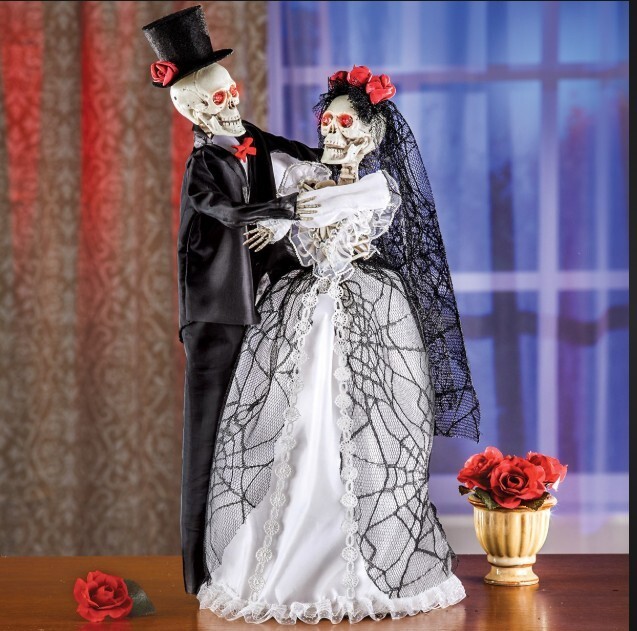 19" Tall Animated Bride and Groom Halloween Prop Decoration - New