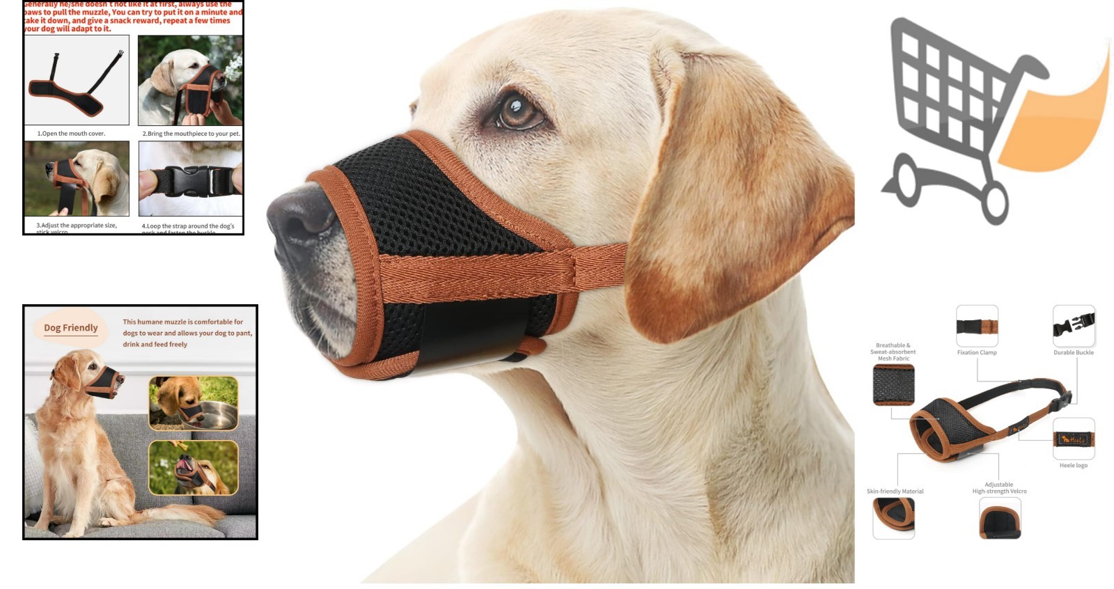 Dog Muzzle Nylon Breathable Adjustable Small Medium Large Anti Biting Barking