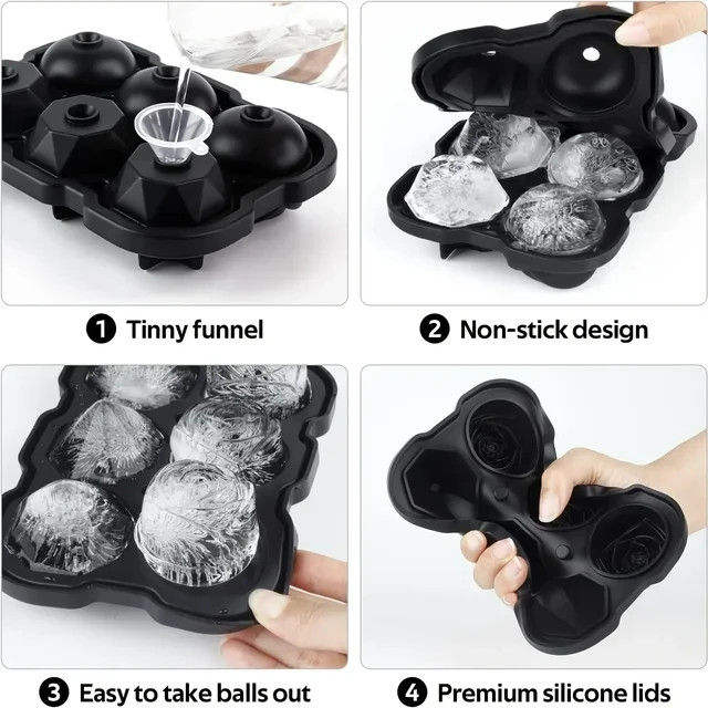 Silicone 3D Diamond ICE Cube Tray Maker Mold Whiskey Cocktails