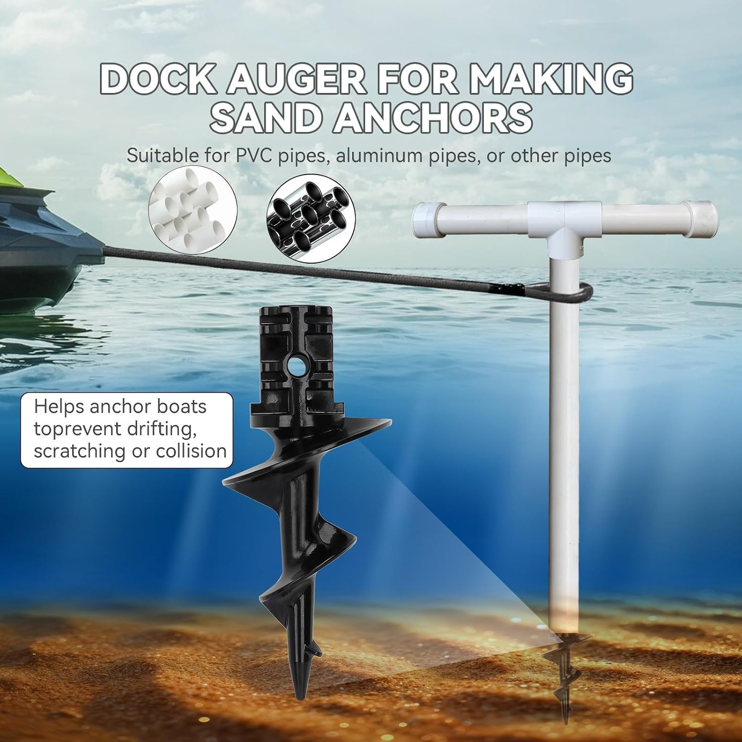 Compact and Durable Dock Sand Anchor for Secure Boat Mooring – 2 Pack