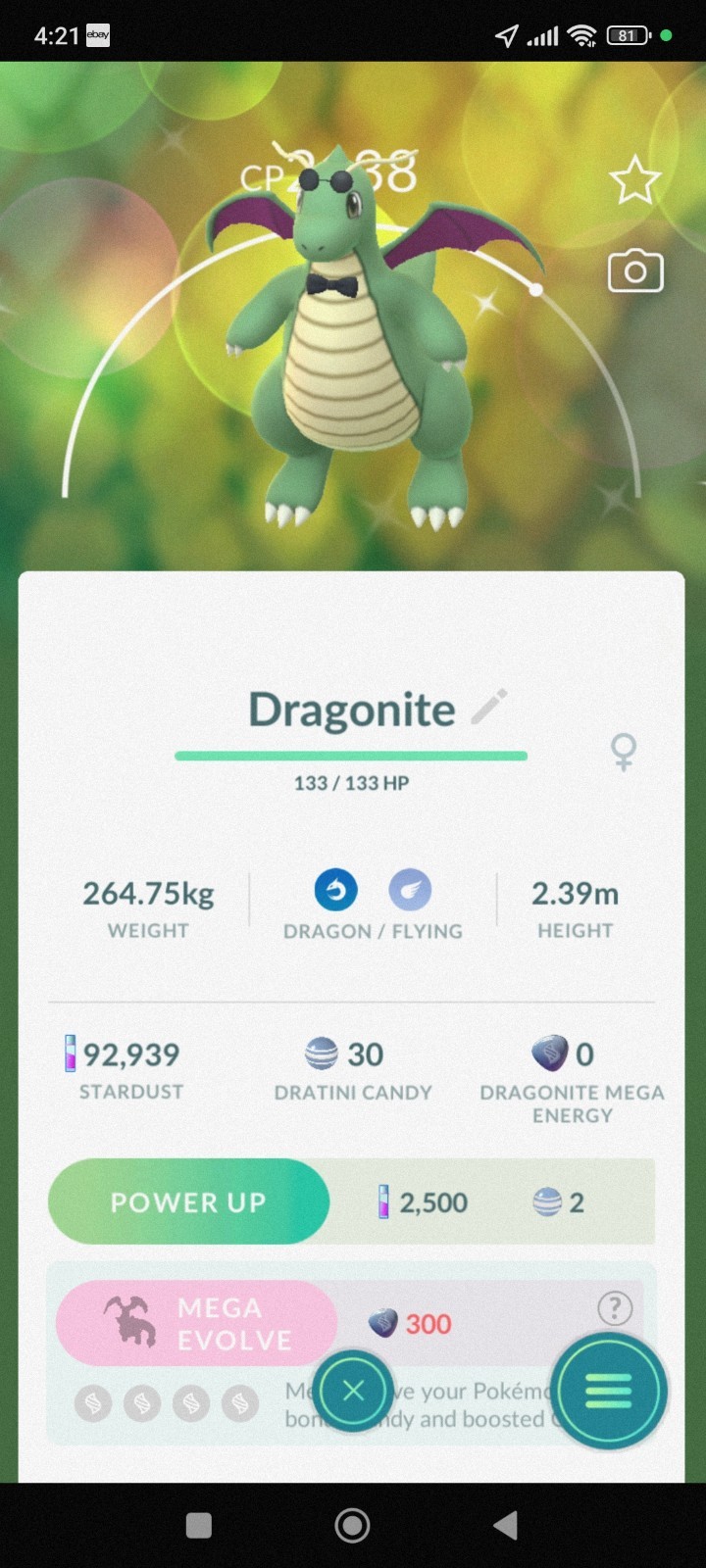 Pokémon  Go - Shiny Dragonite Fashionable - Can Build Friendship- Description